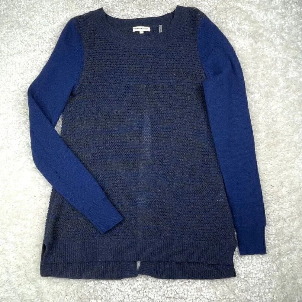 Rebecca Taylor Cashmere Blue Knit Sweater Open Back FLAWS